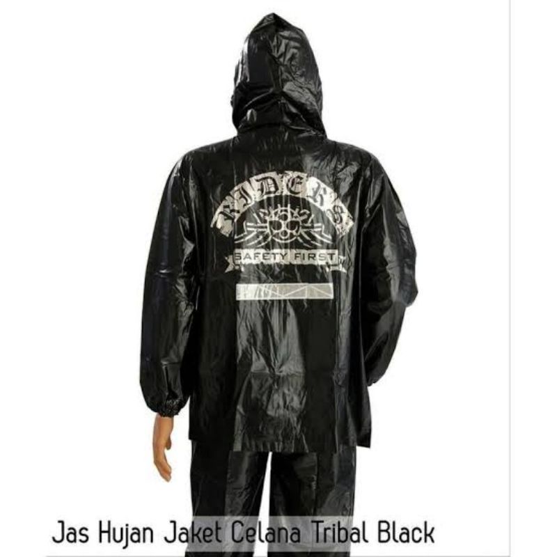 Jas Hujan Dewasa Jaket Celana Ibex Tebal Bagus Murah Tribal Black