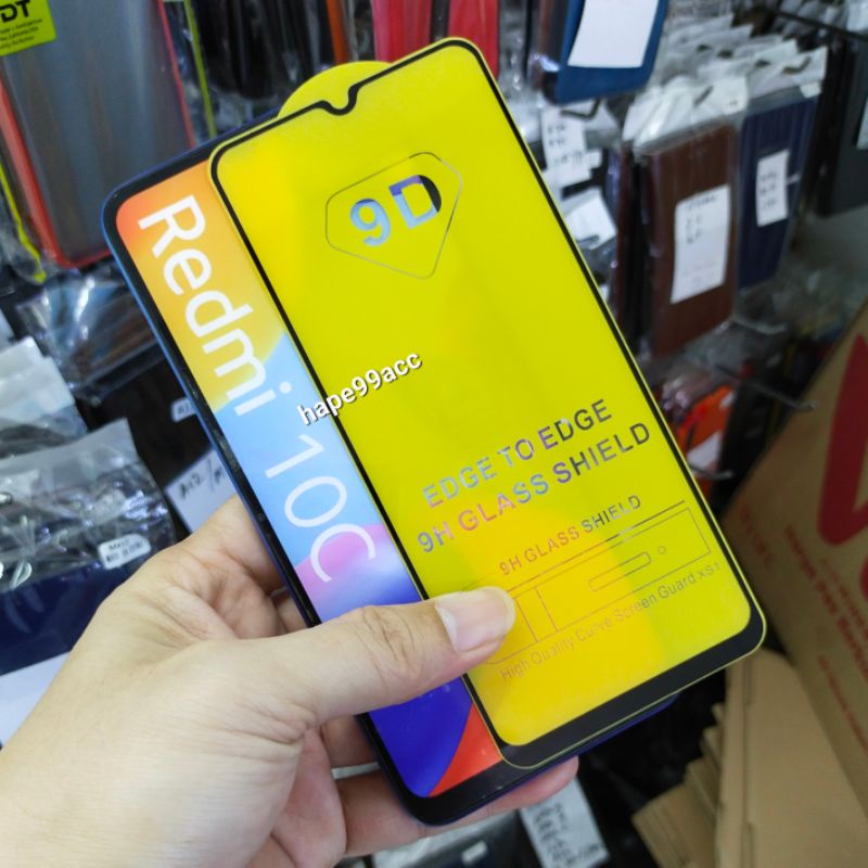 Redmi 10c 10 c tempered glass anti gores kaca full lem full lcd