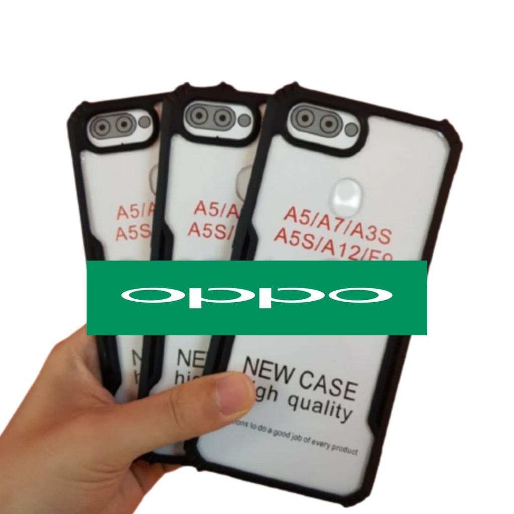 Hard Case OPPO A3s / Oppo A5 / Oppo A5s / Oppo A7 / Oppo F9 / Oppo A12 Case Shockproof Fusion Armor Transparant Casing Handphone
