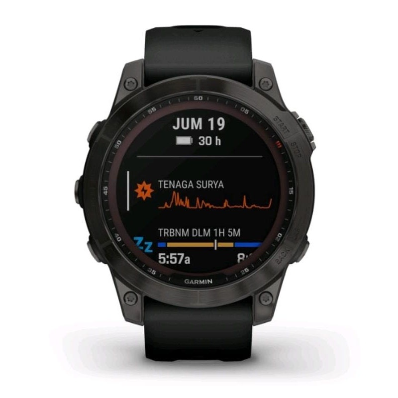 JAM TANGAN GARMIN SMARTWATCH PRIA FENIX 7 SAPPHIRE BLACK DLCTIW BLACK BAND GPS SEA FENIX 7 JAM DIGIT
