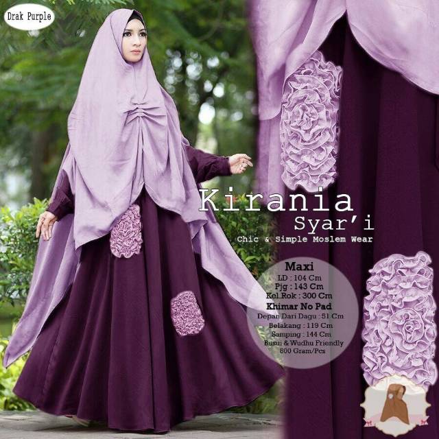 Kirania Dark Purple Syari Maxi Gamis Ori EP / Gamis  Muslim / Pakaian Muslim Wanita / Maxy Murah