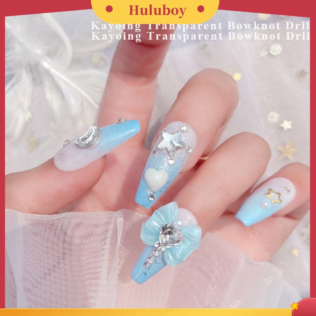 Huluboy Huluboy♡ 10pcs Charms Berlian Imitasi Bentuk Hati Pita Untuk Dekorasi Nail Art