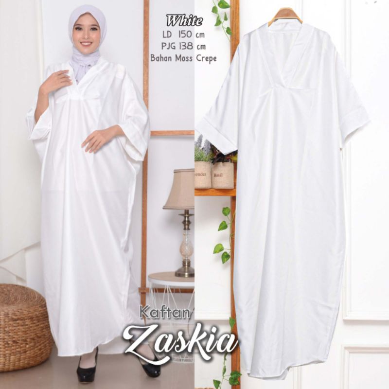 Arnis Kaftan Zaskia Jumbo Bahan Mosscrepe