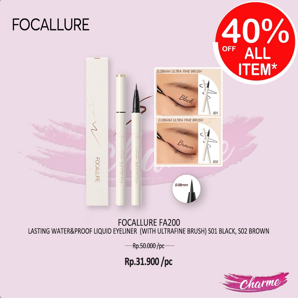 (READY &amp; ORI) Focallure Long Lasting Waterproof Liquid Eyeliner FA200 FA 200 waterproof terbaru viral