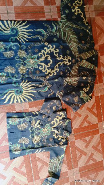 Kemeja Batik/hem Batik Lengan Panjang Warna Biru Batara Bahan Katun Halus Baturaden