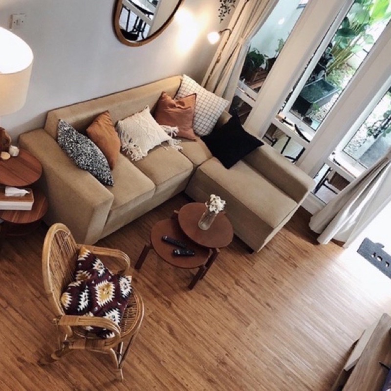sofa ruang tamu minimalis l putus sudut aesthetic tanpa meja free bantal dekoruma