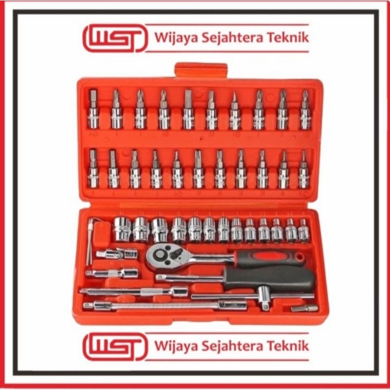 Kunci sock socket set 46 pcs  sockset  wrench set 46 pcs spanner sockset