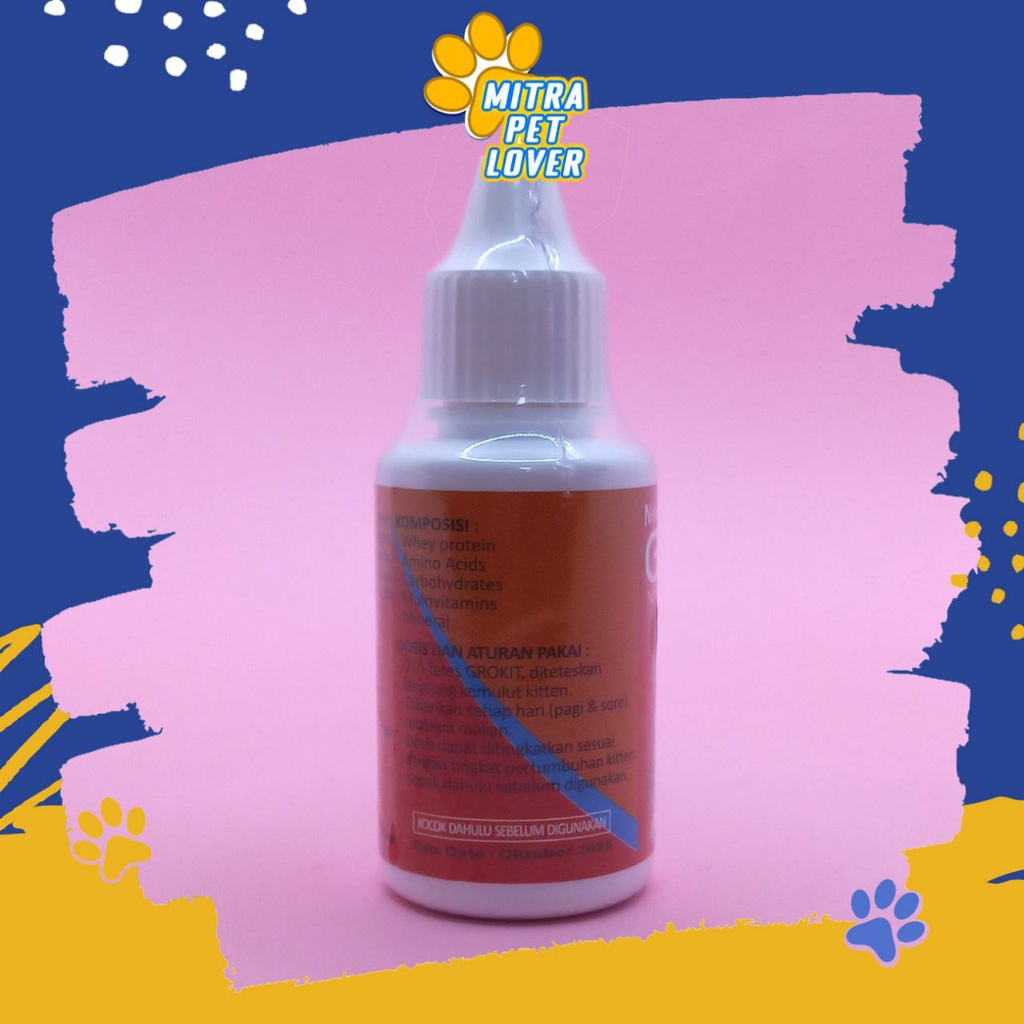 VITAMIN MEMPERCEPAT PERTUMBUHAN ANAK KUCING - GROKIT 30 ML - OBAT TETES MULTIVITAMIN BAIKAN IMUN DAYA TAHAN KITTEN CAT - MURAH GARANSI KUALITAS ASLI ORIGINAL - PET ANIMAL VETERINARY TAMASINDO SUPLEMEN &amp; VITAMIN HEWAN BINATANG PELIHARAAN MITRAPETLOVER