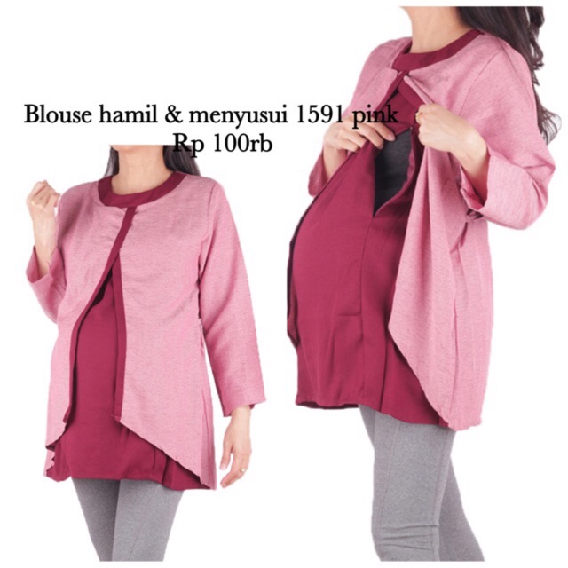 Baju menyusui blus hamil 1591 pink