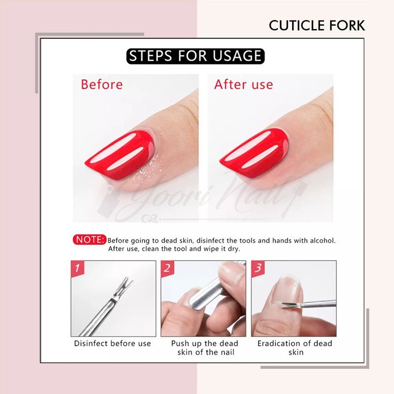 Cuticle fork nail art pemotong pendorong kutikula manicure lidah ular pedicure stainless steel