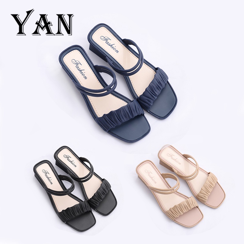 YAN Sendal Wanita Heels Wanita Kasual Sandal Wanita Sandal Hak 5cm