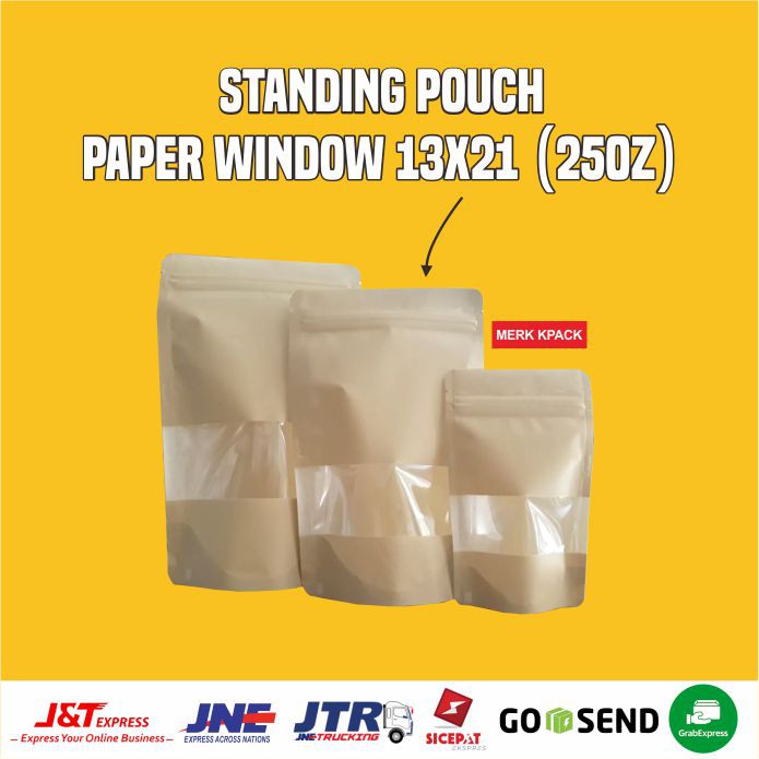 standing pouch paper window 13x21 merk kpack | 100pcs