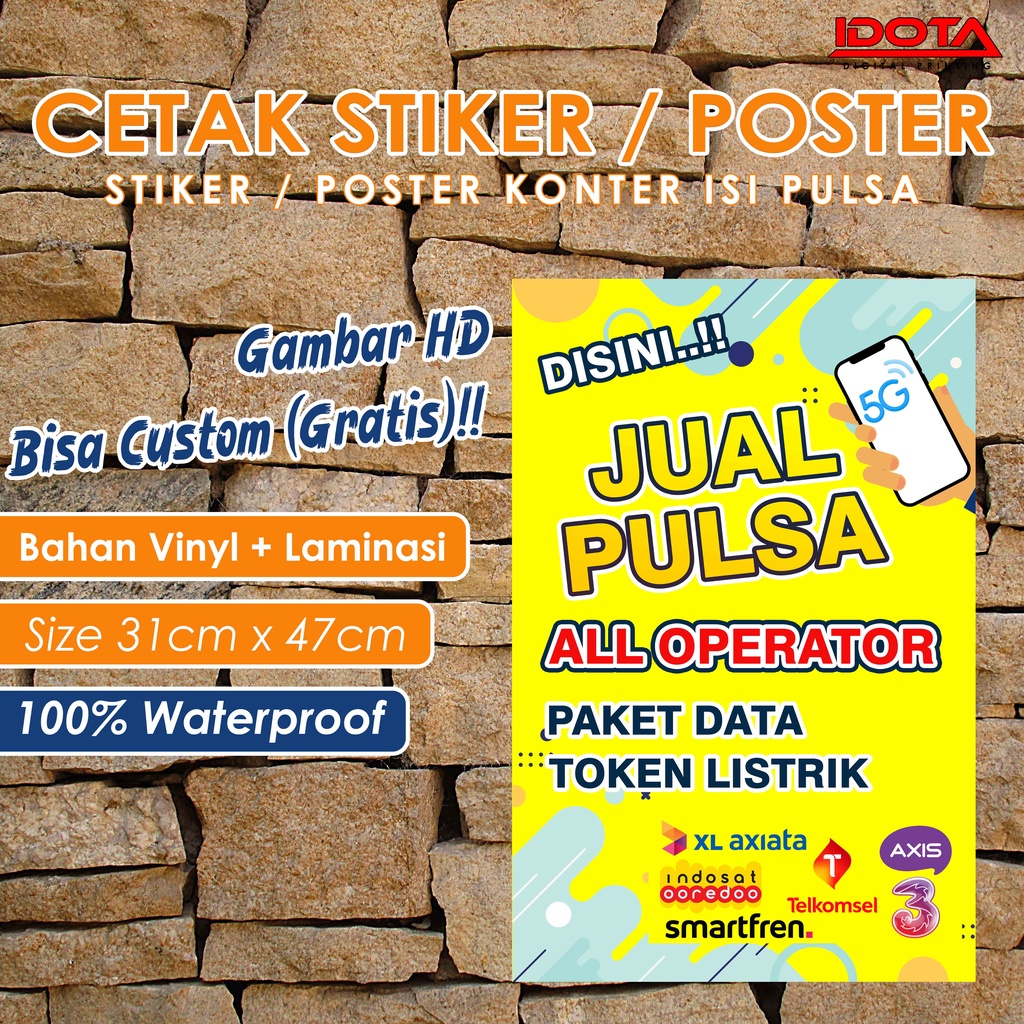 

Cetak Stiker / Poster Konter Isi Pulsa / Jual Pulsa Bisa Custom Gratis
