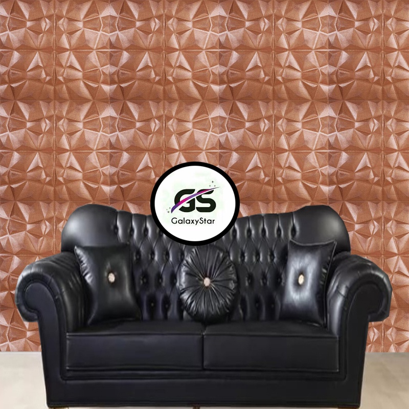 OK Wallpaper Foam 3D 6mm Batik Wallpaper Panel Diamond Triangle Coklat Stiker Dinding 6mm