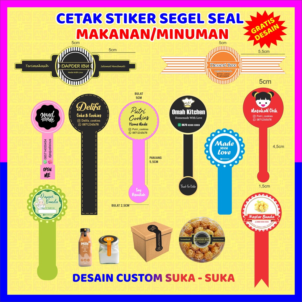 Stiker segel seal label produk makanan minuman free desain
