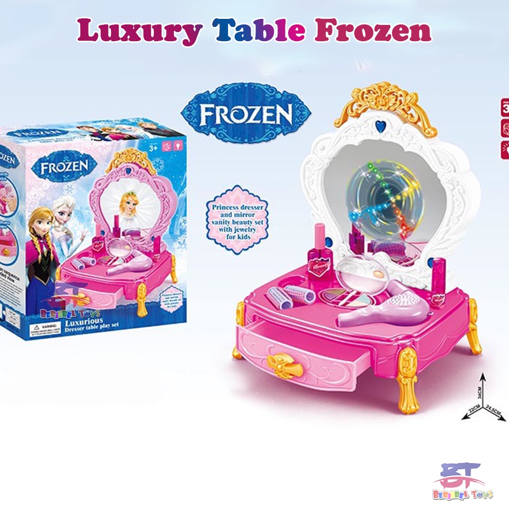 Mainan Dandan Koper Lipat Dresser Table Toys Meja Rias Make Up Frozen Mainan Anak Termurah