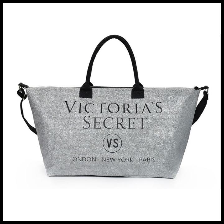 Tas Besar Weekender Beach Bag Victoria Secret Vs Large Totebag Glitter - Silver