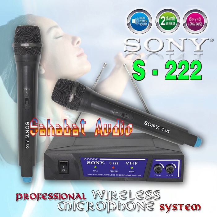 Sony Microphone Mic Double Wireless Sony S-222 .UHF System extra bass