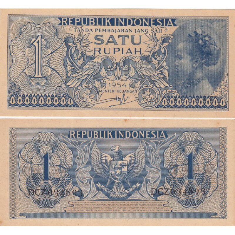 Uang Kuno 1 Rupiah th 1954 Unc Asli