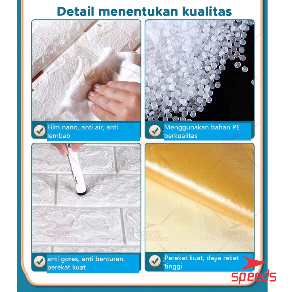 SPEEDS Wallpaper Dinding Murah Wallpaper Dinding Kamar 3d Stiker Foam Bata Batu Walpaper 205-1-7