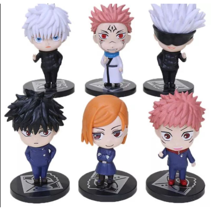 Figure Jujutsu Kaisen Megumi Nobara Yuji Gojo Set 6/Miniatur pajangan