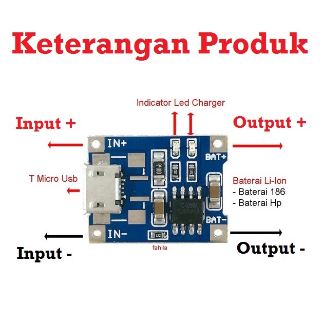 [HAEBOT] Mini Baterai charger module Cas lithium ion Lion TP4056 5V 1A Micro Usb Led Indikator