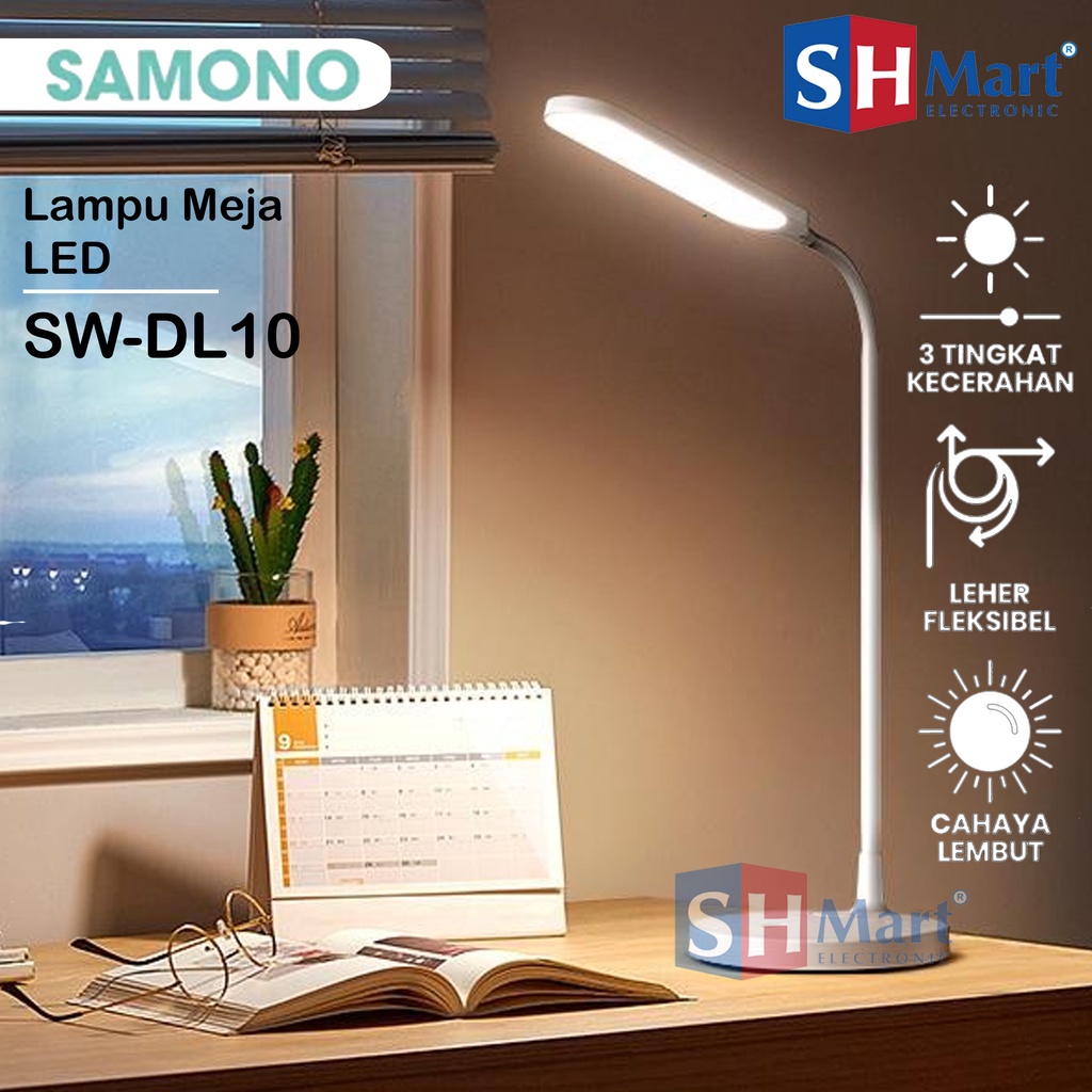 SAMONO LAMPU MEJA LED 3 TINGKAT LEHER FLEKSIBEL PUTIH SW-DL10