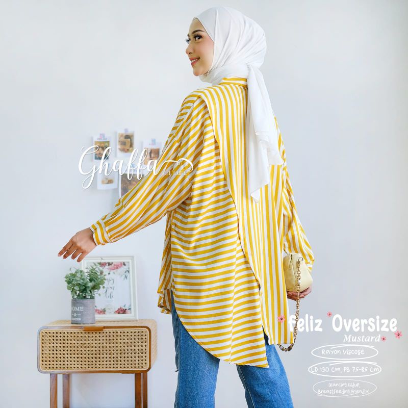 FELIZ OVERSIZE BY GHAFFA THE LABEL (BLOUSE MOTIF SALUR) Oversize salur rekomended