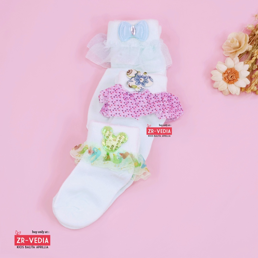 [HIJAU MUDA] Kaos Kaki Pita Renda &amp; Prewalker Socks 3D Bayi / Baby Perempuan Import Anti Slip Murah Polos Stretch Rajut Halus  Kiosbalitaaprillia