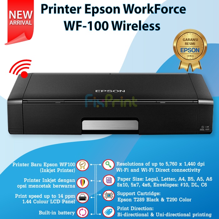 Printer Epson Inkjet WorkForce WF-100 WF100 WF 100 wf100 Wireless New