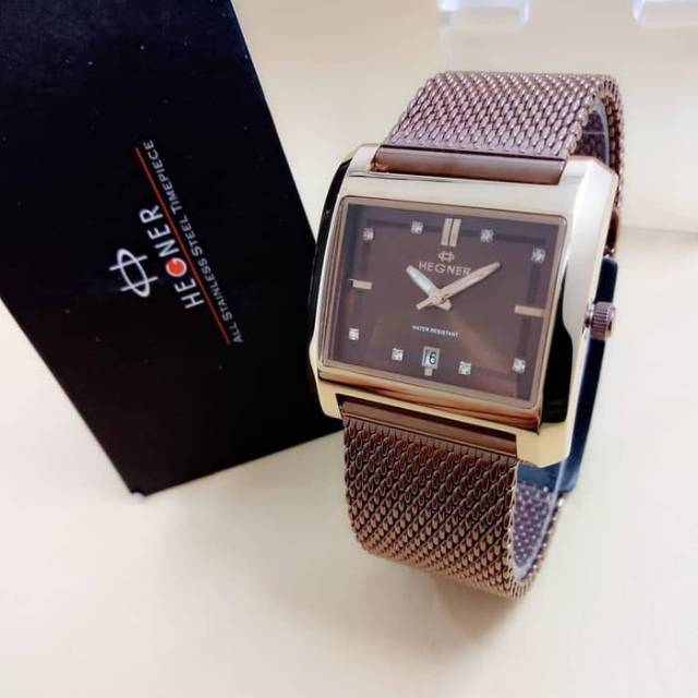JAM TANGAN WANITA HEGNER 432 ROSEGOLD BROWN ORIGINAL
