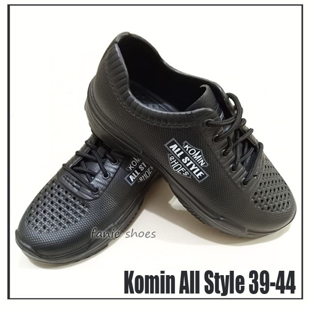 Komin All Style 39-44 /Sepatu PVC Laki Hitam / Sepatu Kerja Pria / Sepatu Karet Pria / Sneakers Pria
