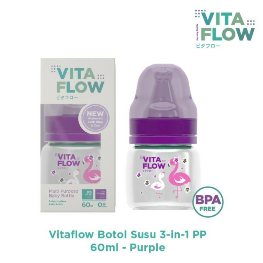 VITAFLOW Botol Susu Dot PP 60ml BPA Free | Botol ASI Satuan Baby Feeding Bottle Nursing Bottle