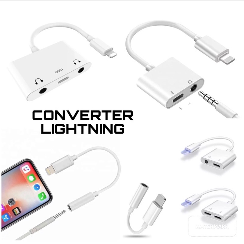 CONVERTER - LIGHTNING TO JACK AUDIO 3,5mm - HEADSET - EARPHONE - SPLITTER - SAMBUNGAN AUDIO LIGHTNING