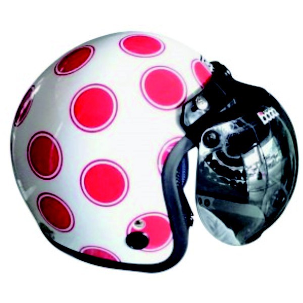 Helm Bogo / Helm Retro / Helm Igloo Moon White Red + Kaca