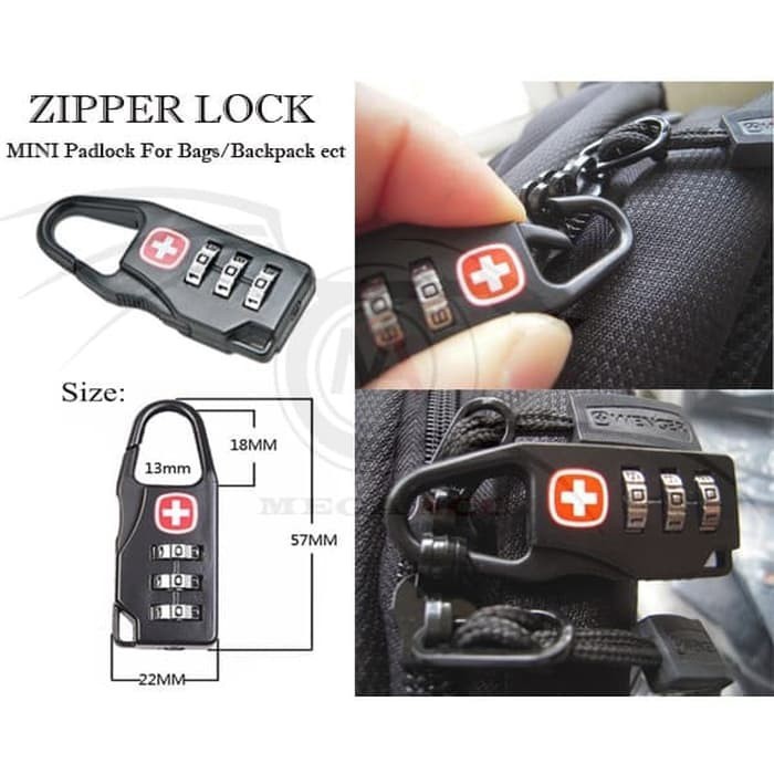 Gembok Swiss Password Code Lock - Gembok Koper - Zipper Lock