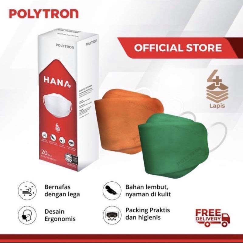 Masker Medis POLYTRON Hana 4 Ply ecer