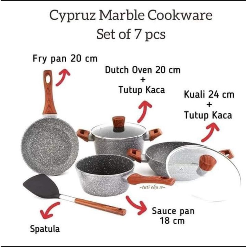 Teflon Marble Coating Cypruz set of 7 pcs