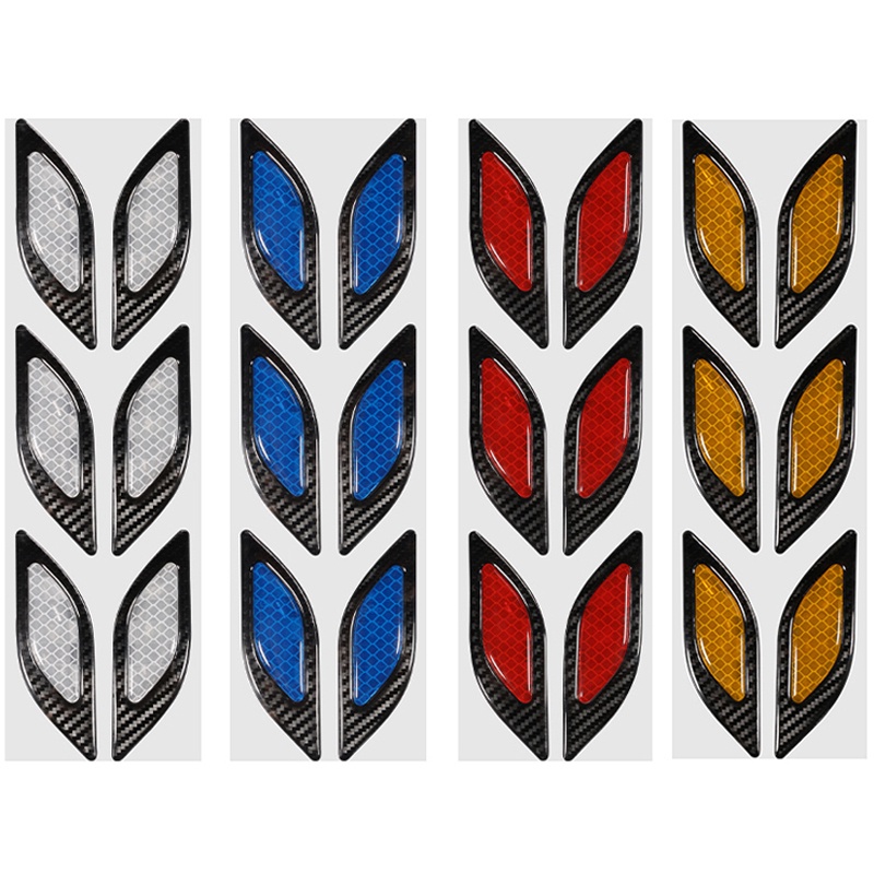 Carbon Fiber Car Sticker Warning Decal Reflective Strips 6PCS