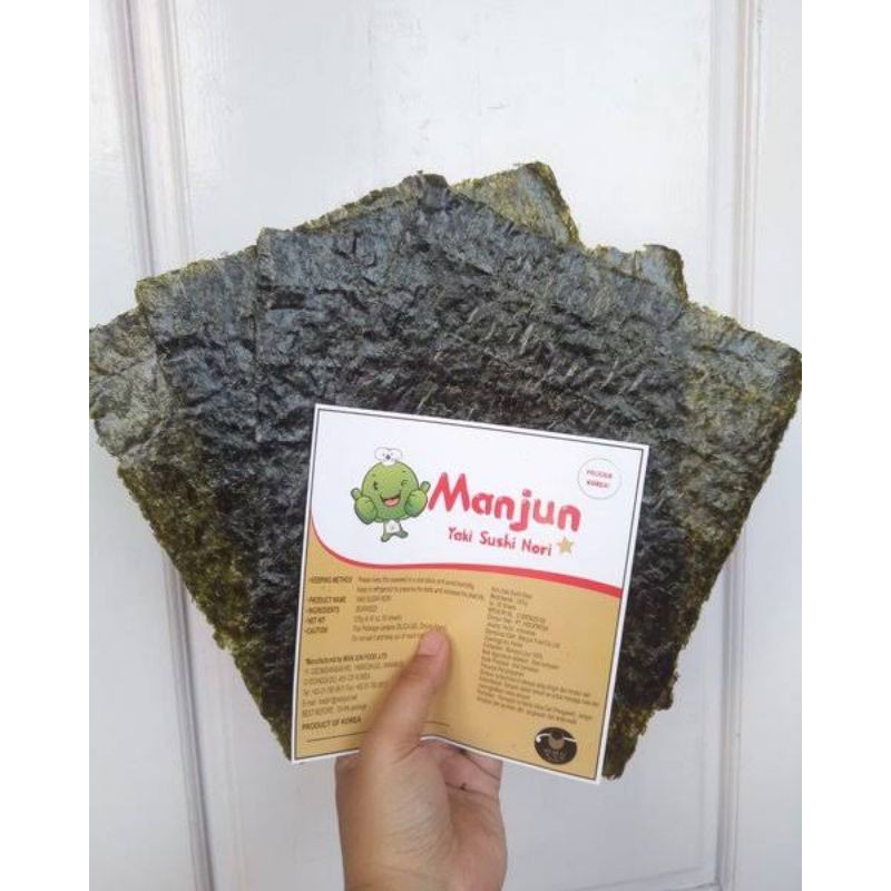 Manjun Nori HALAL Seaweed Rumput Laut Sushi Gimbap Korean Yaki Sushi Nori ISI 5pcs lembar sheet