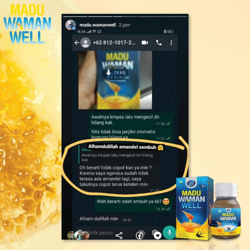 Madu Waman Well Madu Flu Batuk Demam Radang Tenggorokan Amandel Anak Madu wamanwell 250 gr ASLI