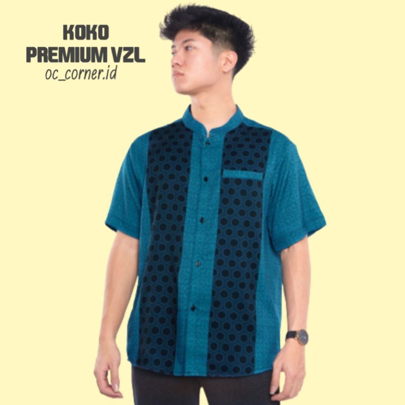Baju Koko Pria VZL Premium Motif Quozee Koko Lengan Pendek ada Size Jumbo