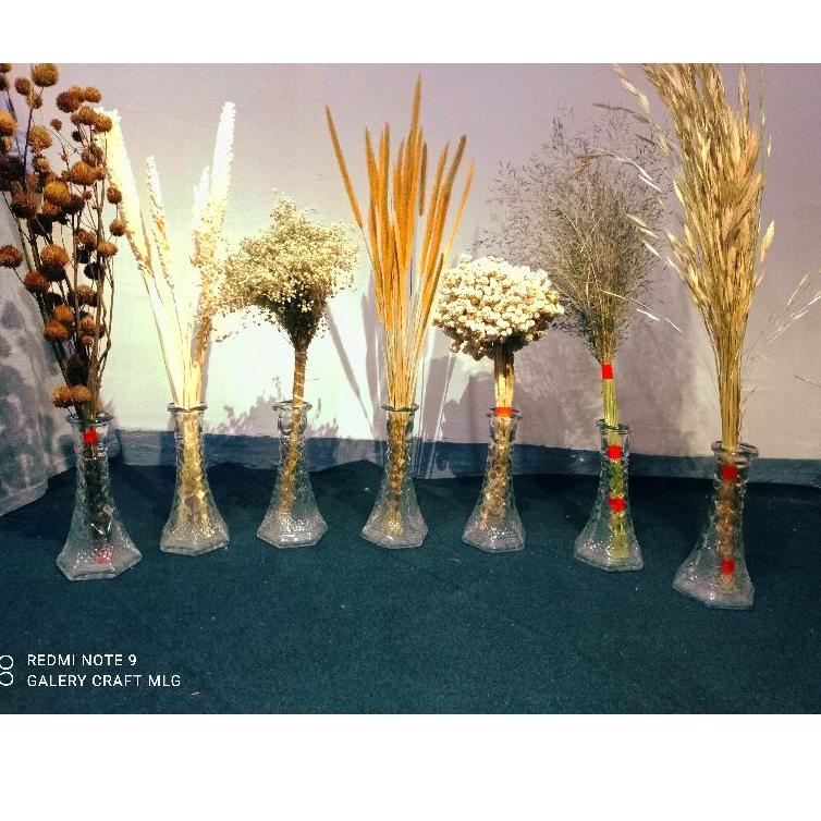 ㆈ BUNGA KERING DAUN RUSTIC DAN VAS KACA ATLANTIC ♕