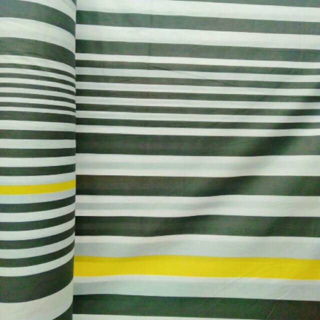 Katun Jepang |Motif garis kuning abu |bahan Kain Sprei Meteran