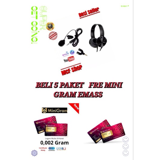 Paket YouTube headset Sony+ mic,clip on(FRE MINI GRAM )