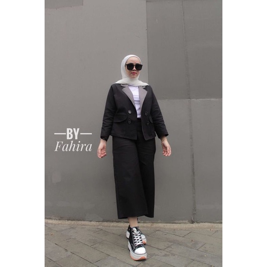 one set blazer hitam fahira