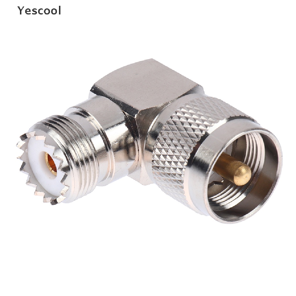 Yescool Adapter Konektor UHF Male PL-259 PL259 Ke UHF Female SO-239 SO239 Sudut 90 RF