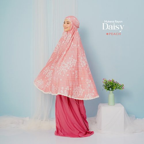 Mukena Mukenah Trevel Traveling dewasa terbaru Bahan rayon Semi Jumbo 2 In 1 Rayon Motif Daisy