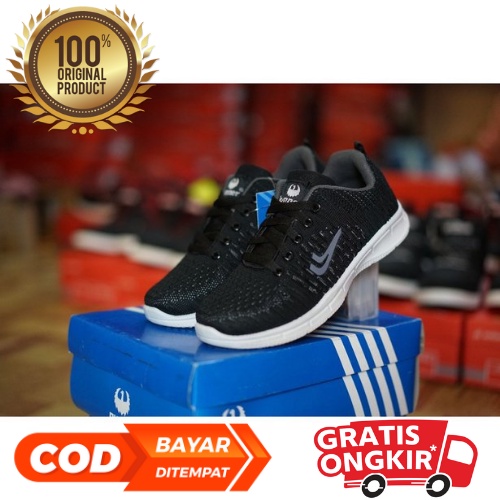 Sepatu Anak Sekolah Hitam Putih Abu-abu Runner Dragon Ringan Anti Slip Sneakers Pria/Wanita Hitam Pu