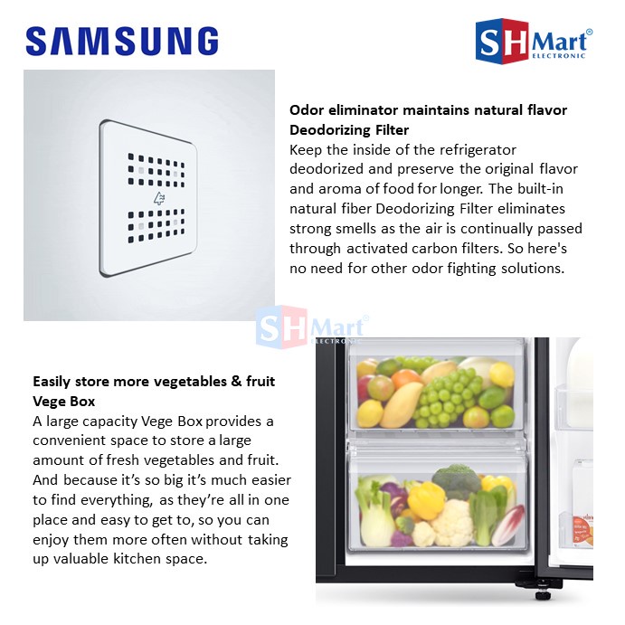 KULKAS SIDE BY SIDE SAMSUNG KAPASITAS 669 LITER  RH64A53F1B4/SE WITH FOOD SHOWCASE (MEDAN)